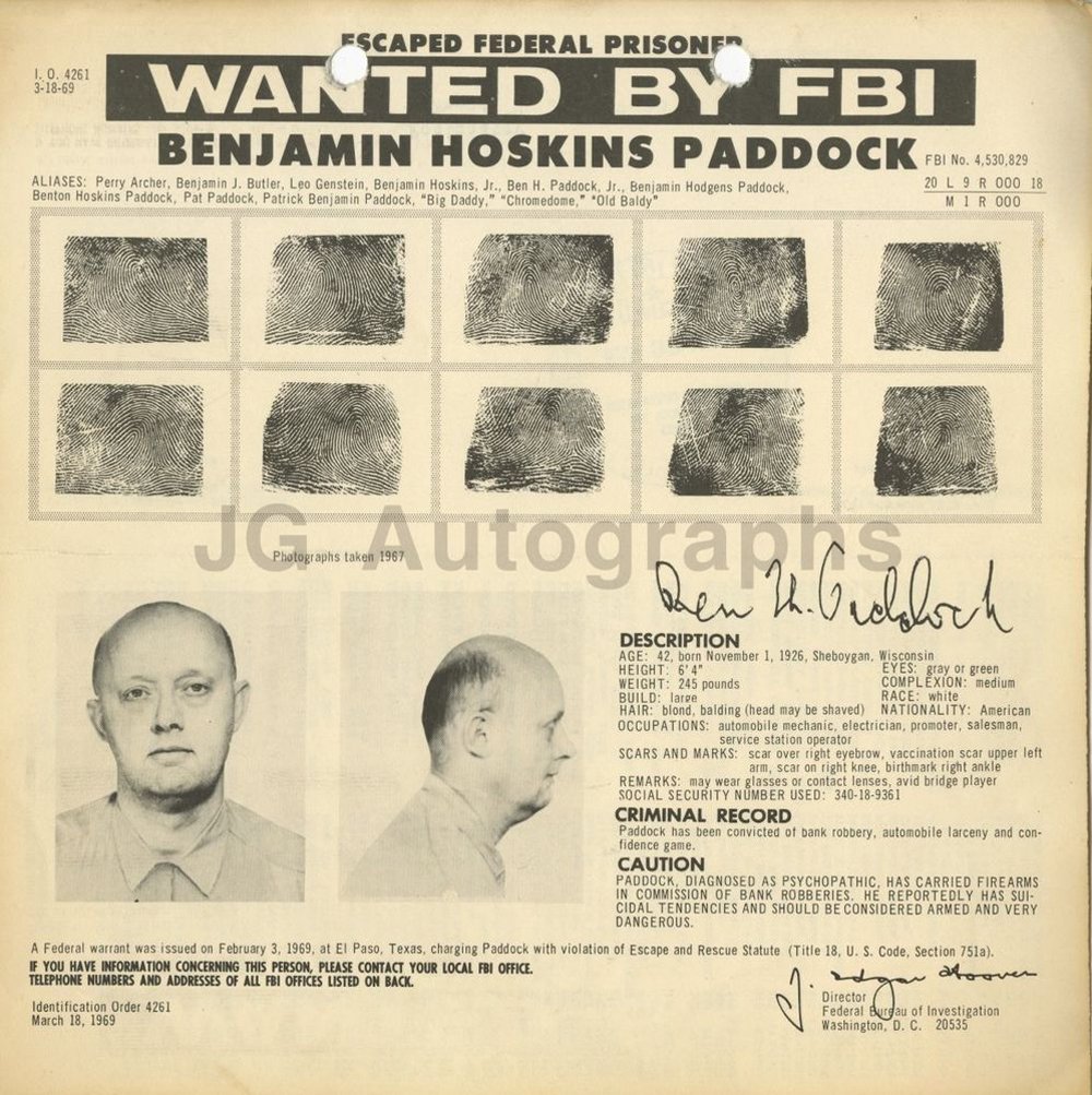 Stephen Paddock, formó parte de la lista de "Más Buscados" del FBI durante casi ocho años