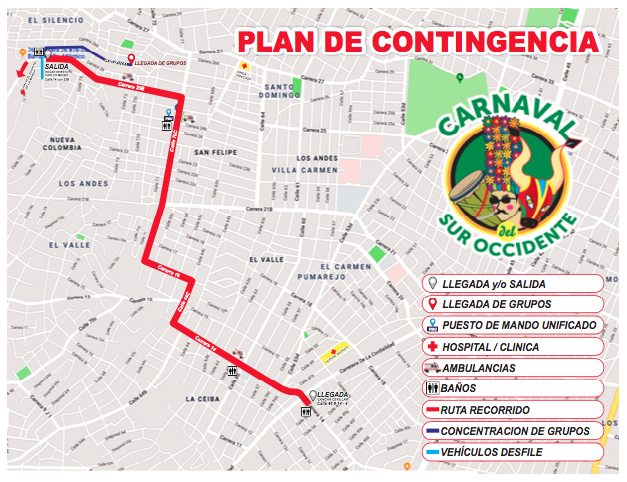 Plano desfile Carnaval del Suroccidente.
