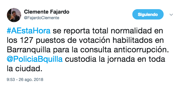 Reporte del secretario de Gobierno del Distrito, Clemente Fajardo. 