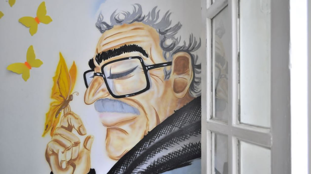 El nobel García Márquez, y sus mariposas amarillas, simbolizan la cultura dentro de la Casa Colombia.