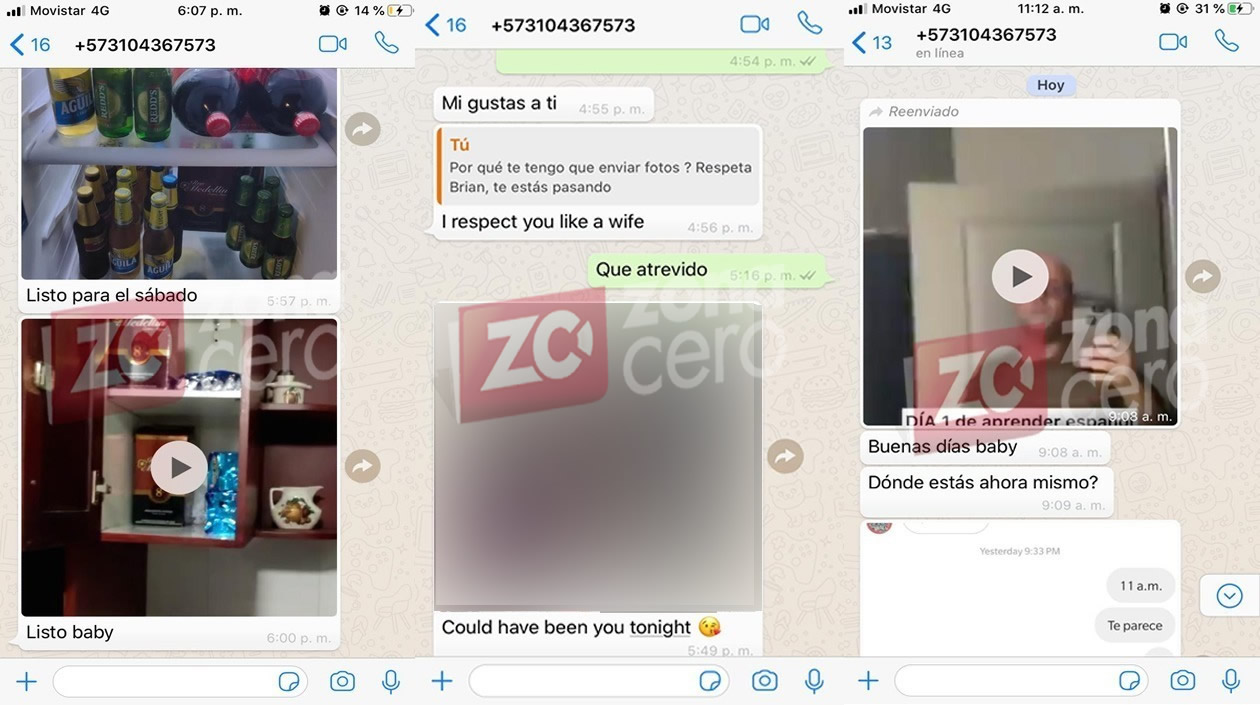 Los chats que proporcionó la periodista a Zona Cero, en donde la está intimidando con el tema del celular.