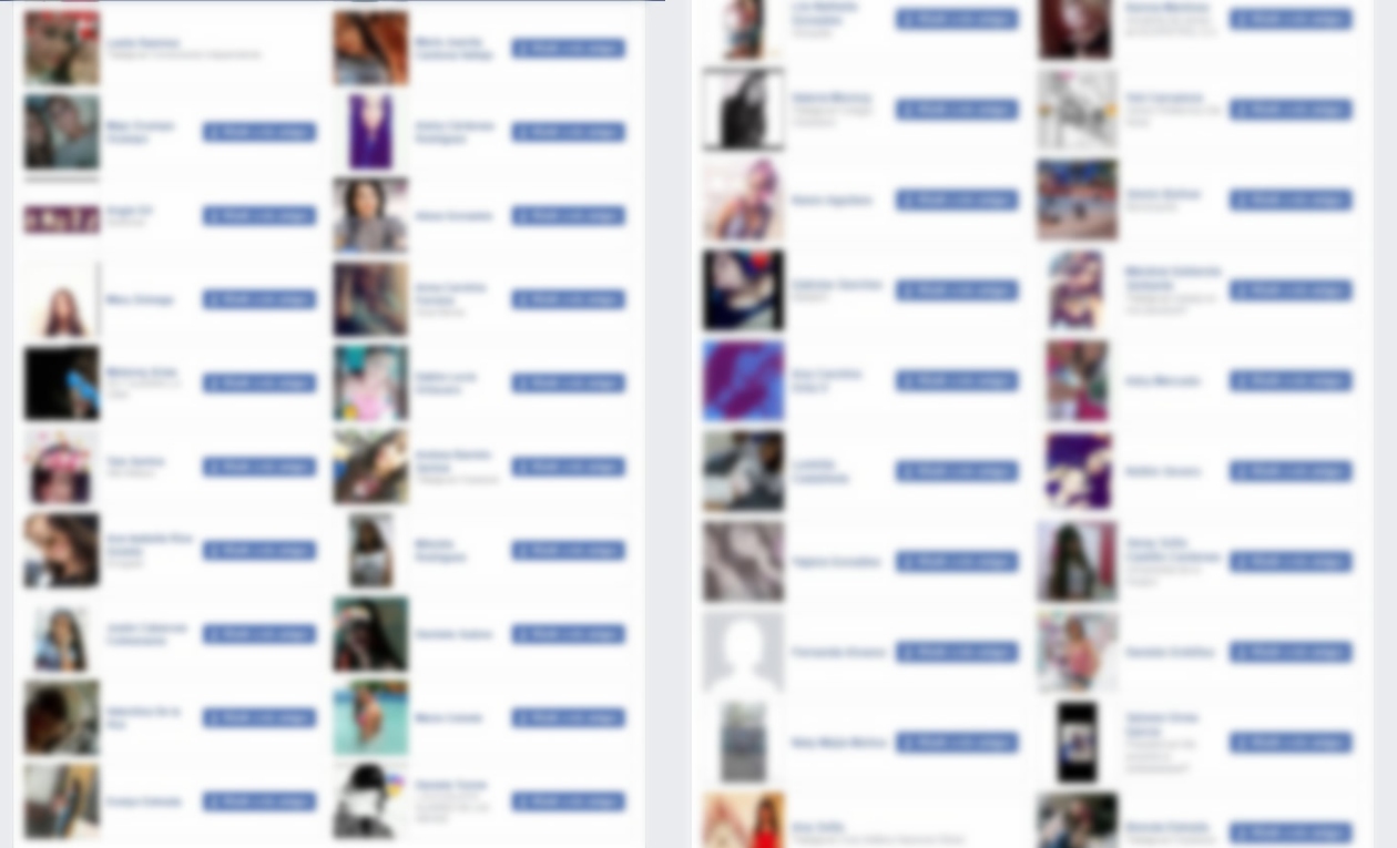Parte de las 124 niñas que tiene agregadas en su Facebook.