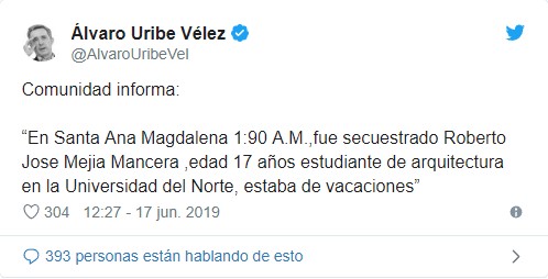  Trino de Senador Alvaro Uribe Velez