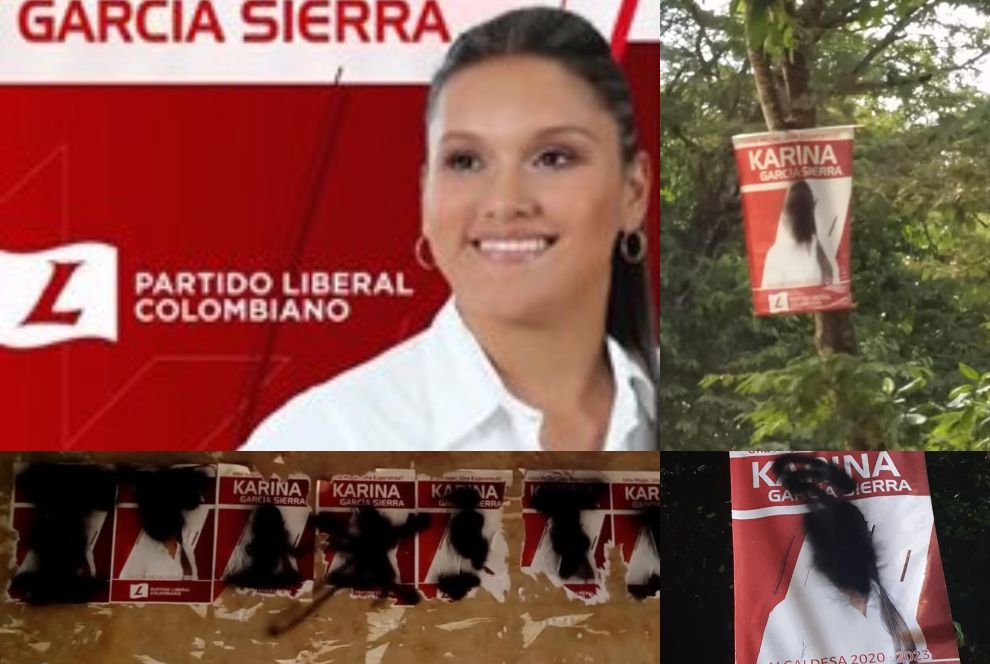 Previo al atentado, la candidata a la Alcaldía de Suárez Karina García Sierra, por el Partido Liberal, publicó los daños a su publicidad.