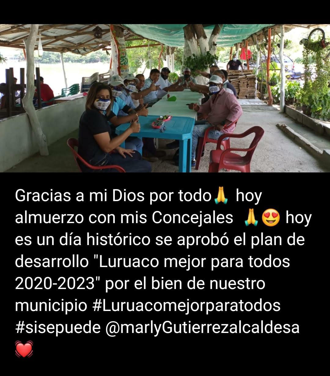 La alcaldesa de Luruaco en su publicación de Facebook.