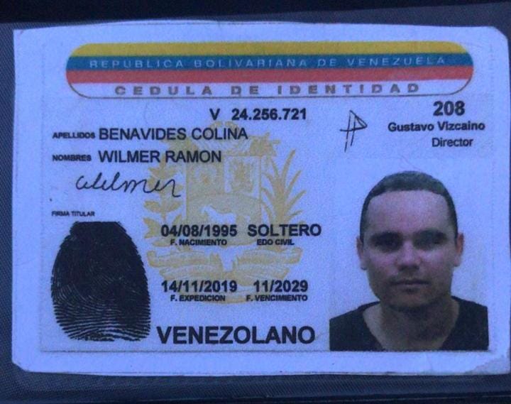 Wilmer Ramón Benavides Colina era de nacionalidad venezolana.