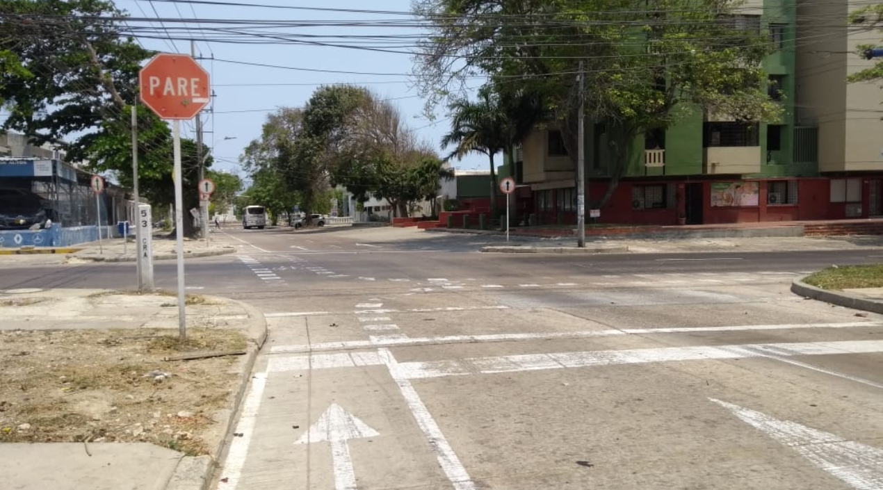 Carrera 53 con calle 55, barrio El Prado de Barranquilla.
