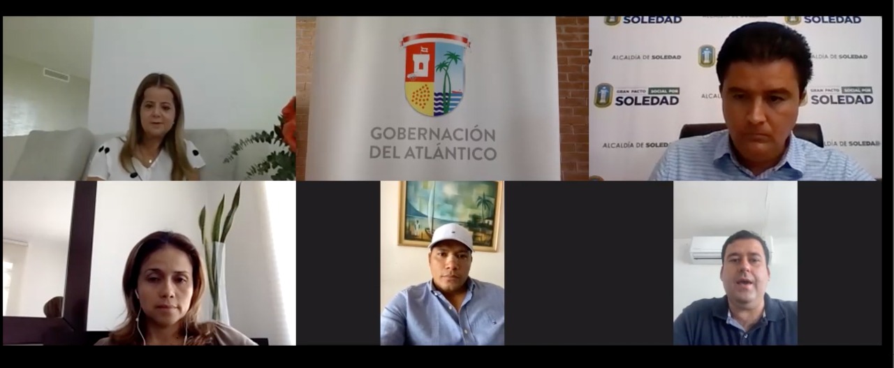 La Gobernadora del Atlántico, Elsa Noguera, y los alcaldes de Soledad, Rodolfo Ucrós; Malambo, Rummenigge Monsalve; Sabanagrande, Gustavo de la Rosa.