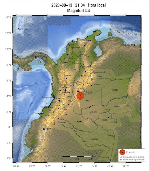 Fuerte temblor en la ciudad de Bogotá