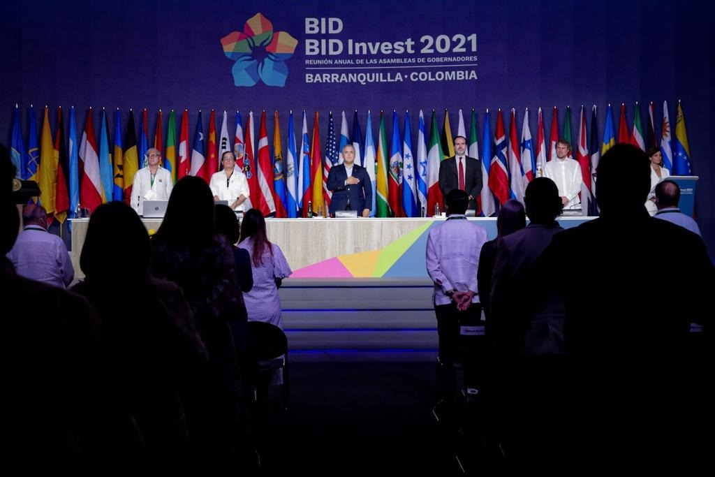 Imagen de la sesión inaugural de la Asamblea del BID 2021.