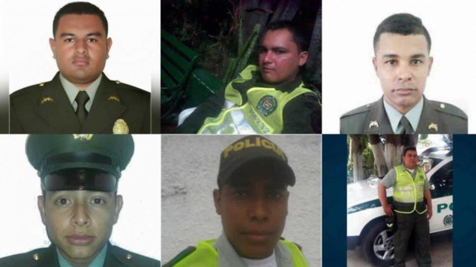 Los rostros de los seis policías muertos en el atentado a la Estación San José. 