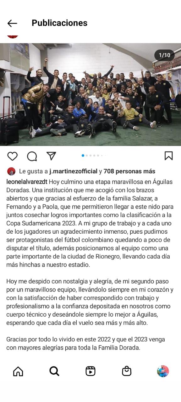 Instagram de Leonel Álvarez.