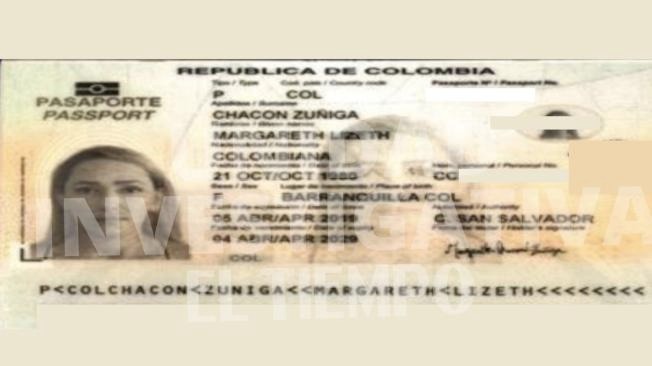 Pasaporte de Margaret Lizeth Chacón.