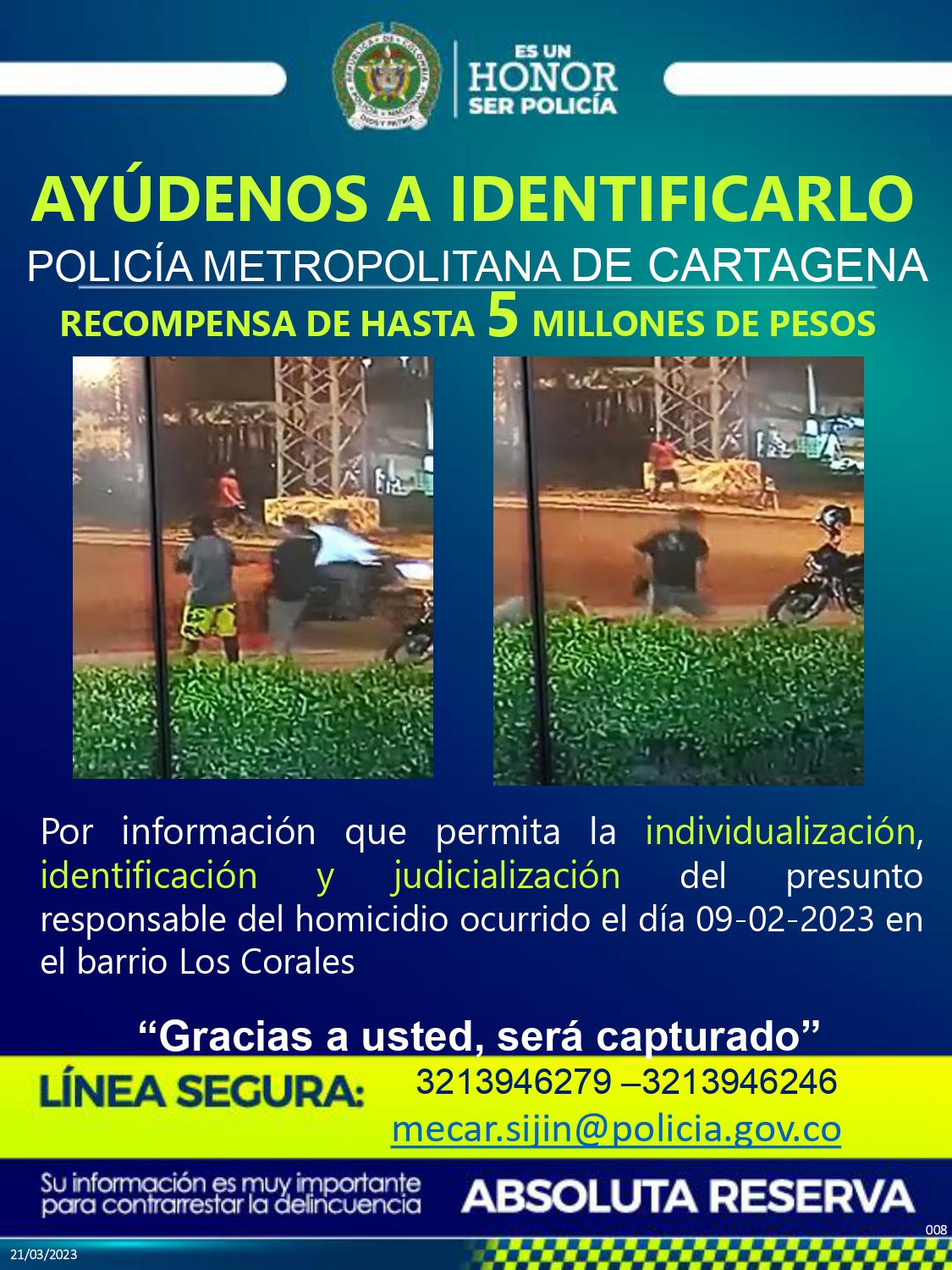 Otro de los carteles divulgados por la Policía de Cartagena