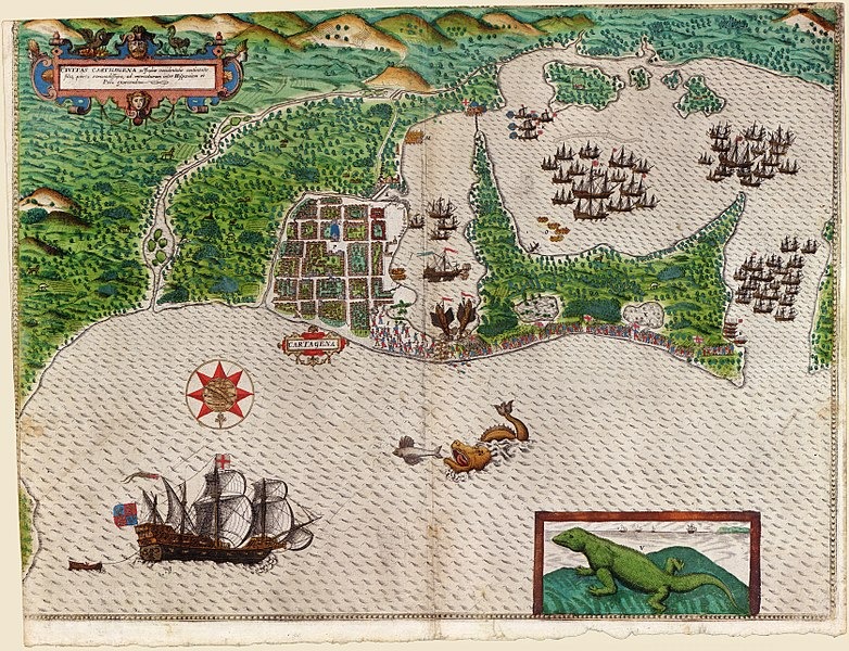 Mapa de la ciudad en su reciente creación y sin las murallas (c.1550)