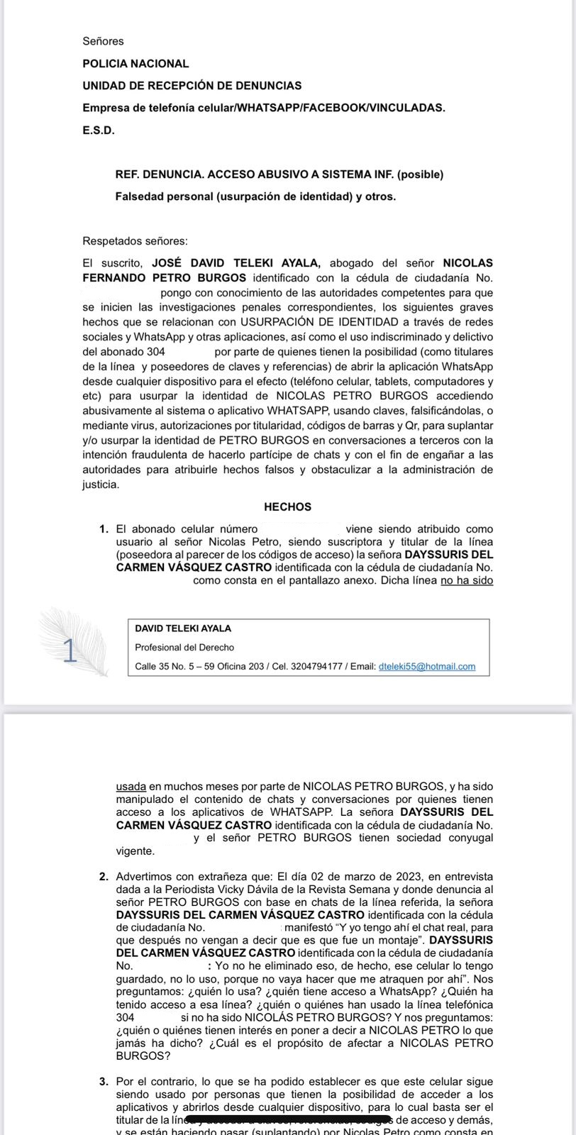 La denuncia radicada por Nicolás Petro.