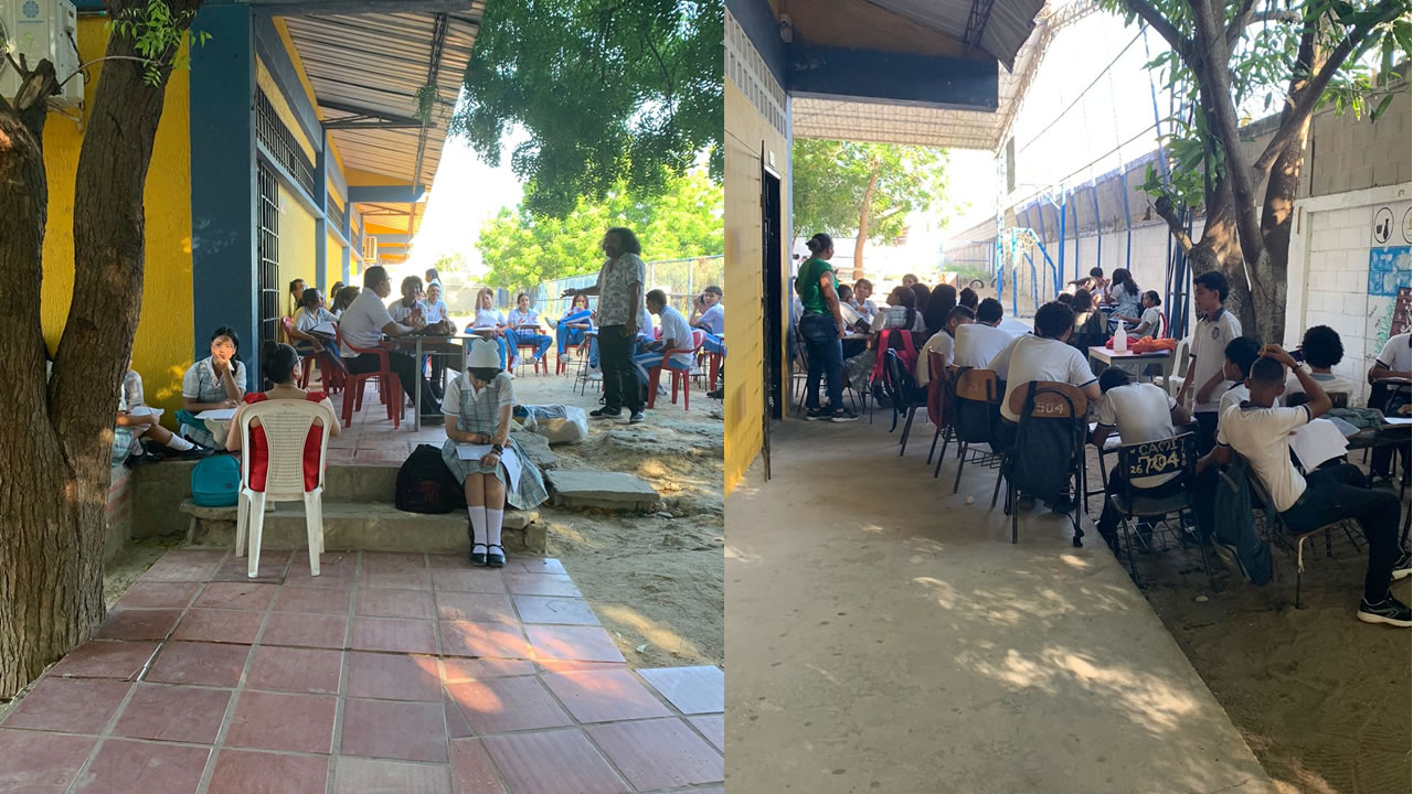 Clases al aire libre en la IE Nuestra señora de la Candelaria