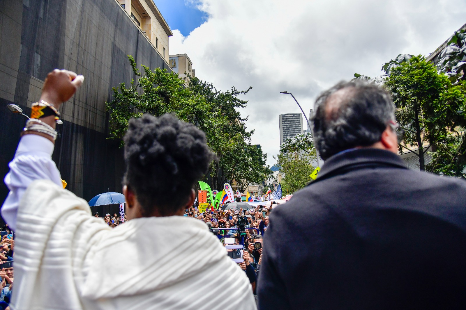 La Vicepresidenta Francia Márquez y el Presidente Gustavo Petro, durante la marcha del pasado jueves.