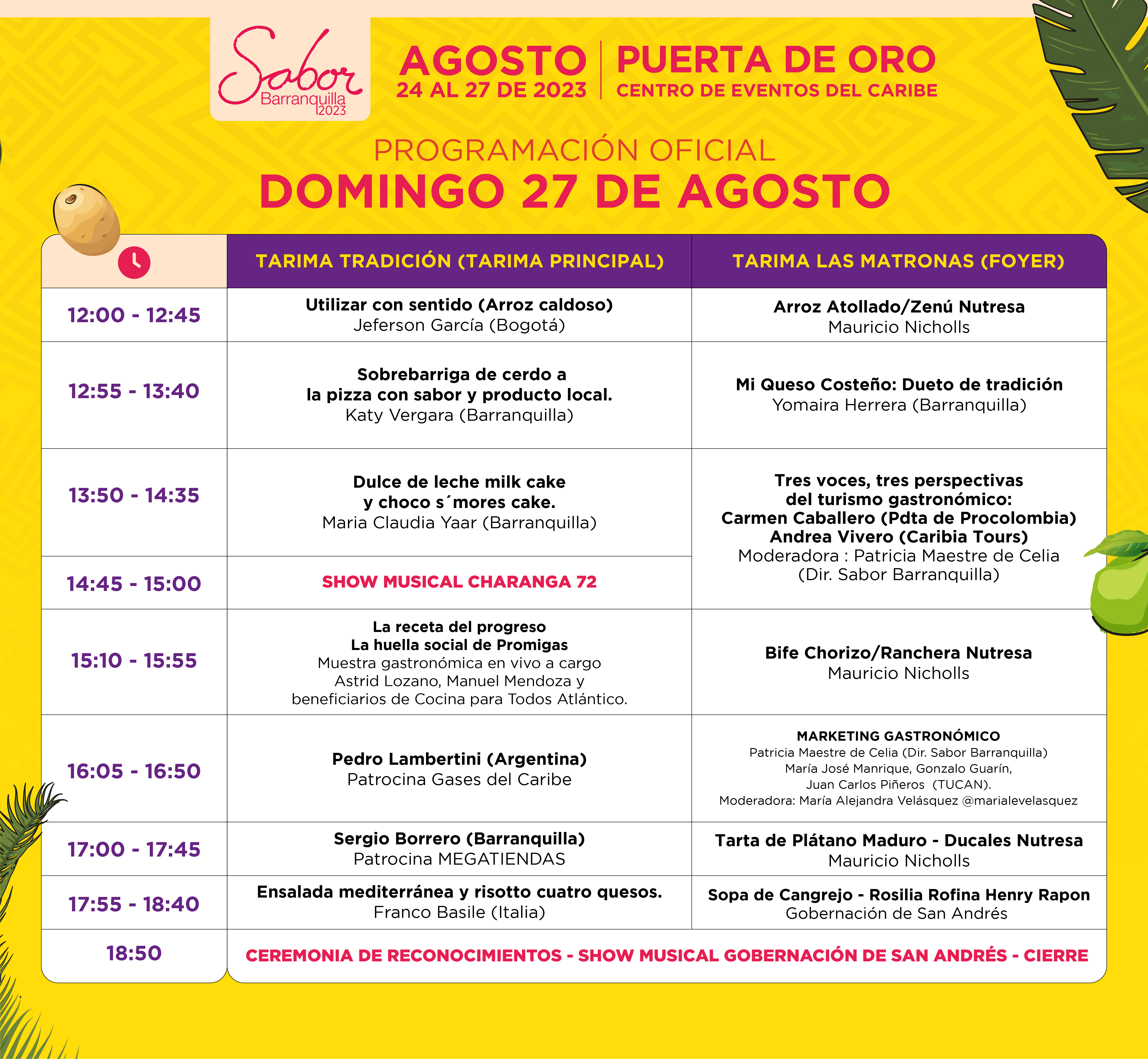 Agenda de Sabor Barranquilla este domingo.