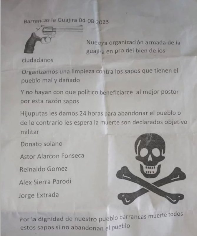 Amenaza a periodistas de La Guajira.