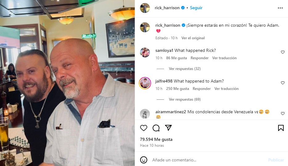 La noticia fue compartida por Rick Harrison en su cuenta de Instagram