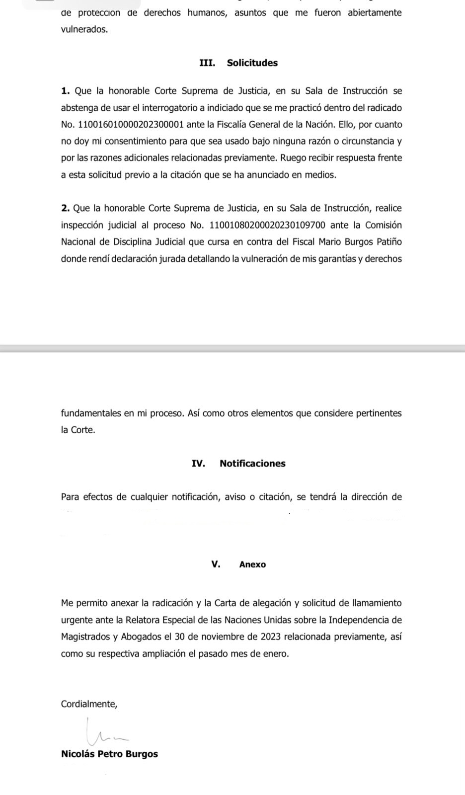 Solicitud de Nicolás Petro a la Corte Suprema.