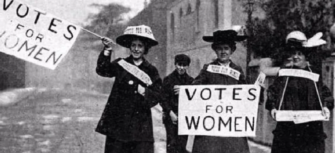 Mujeres protestan por el derecho a votar.
