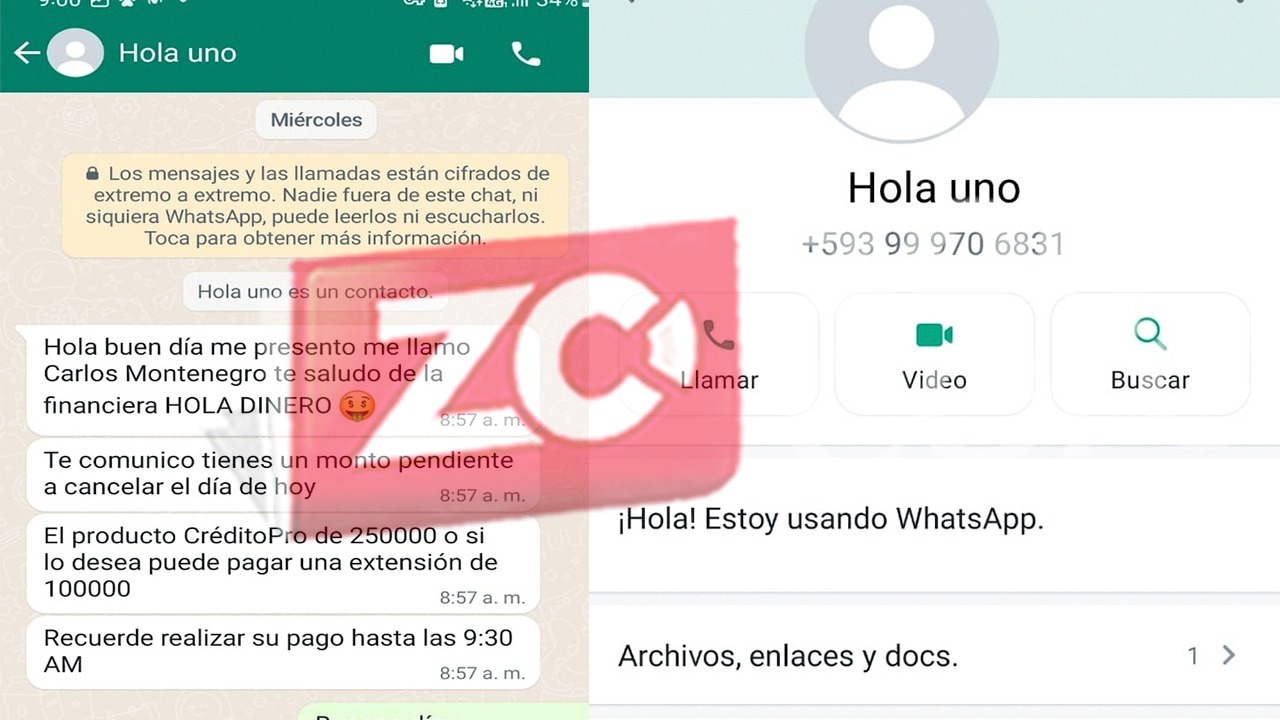 Mensaje de supuesto cobrador de aplicación un día antes de fecha final de pago.