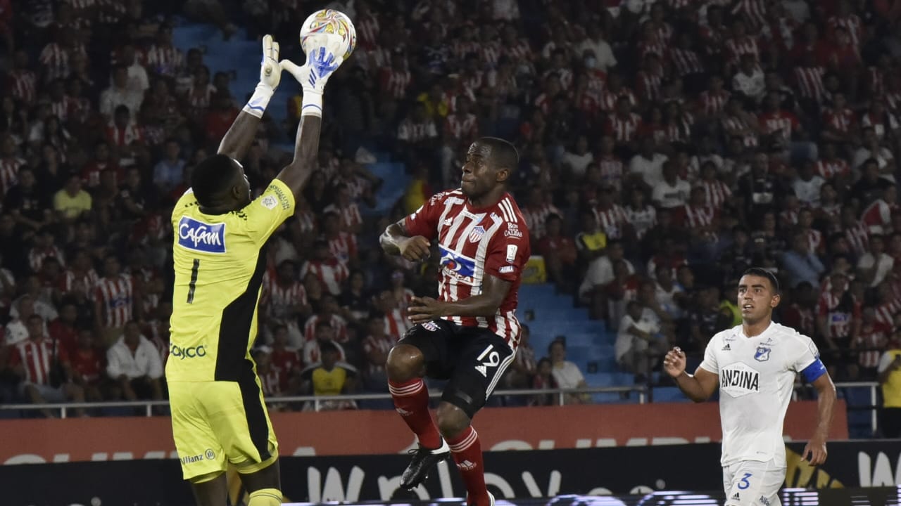 Carmelo Valencia marcó gol para ganarle a Millonarios, en cuadrangulares, en 2022. 