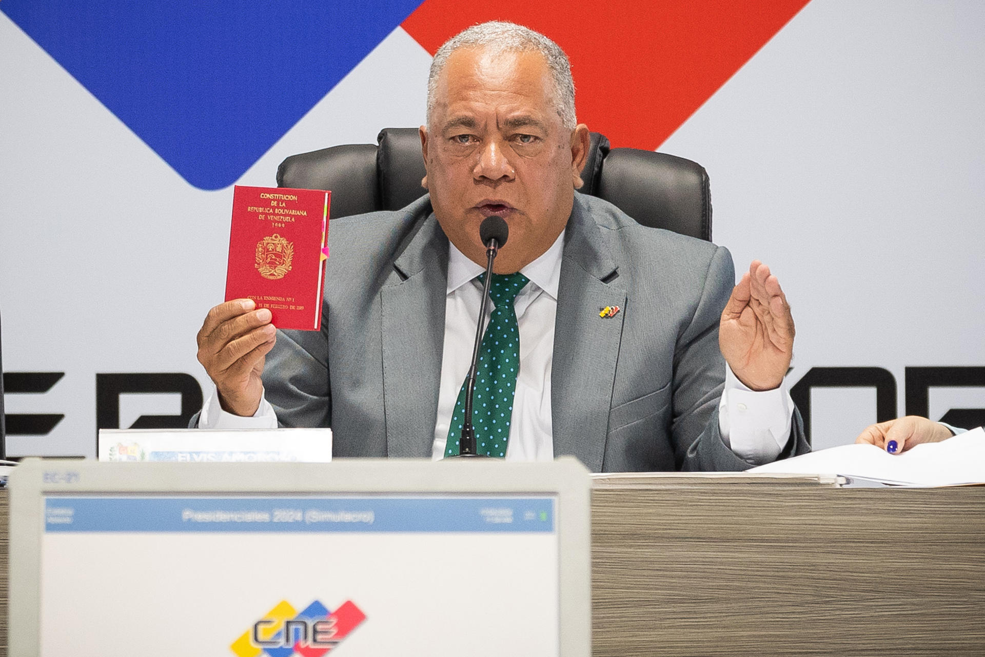 El presidente del Consejo Nacional Electoral (CNE) de Venezuela, Elvis Amoroso.