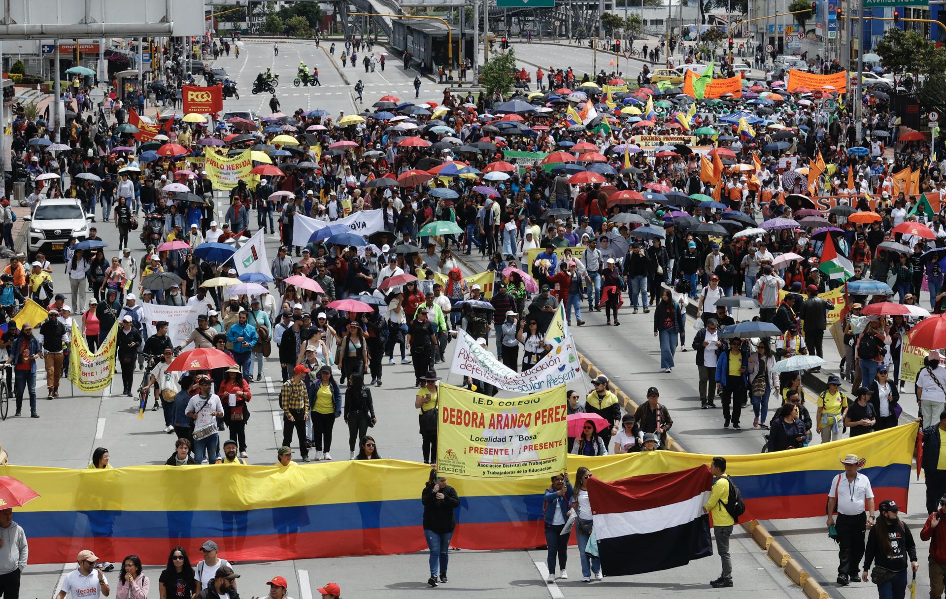 Aspecto de las marchas en Bogotá.