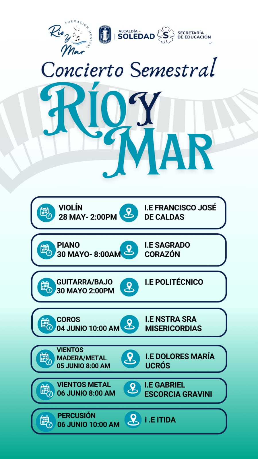 Programación ‘Concierto semestral río y mar’.