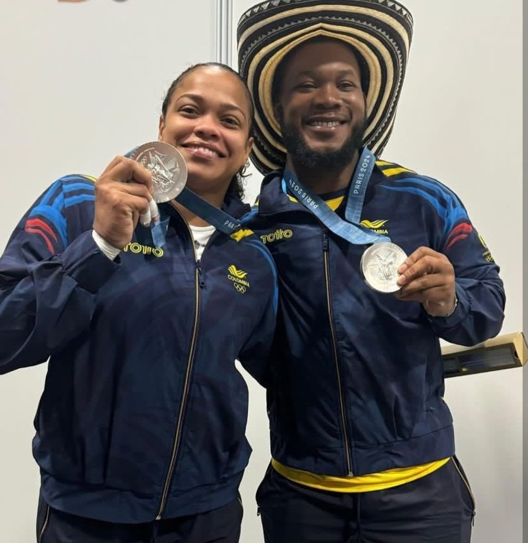 Mari Leivis Sánchez y Yeison López, medallas de plata este viernes. 