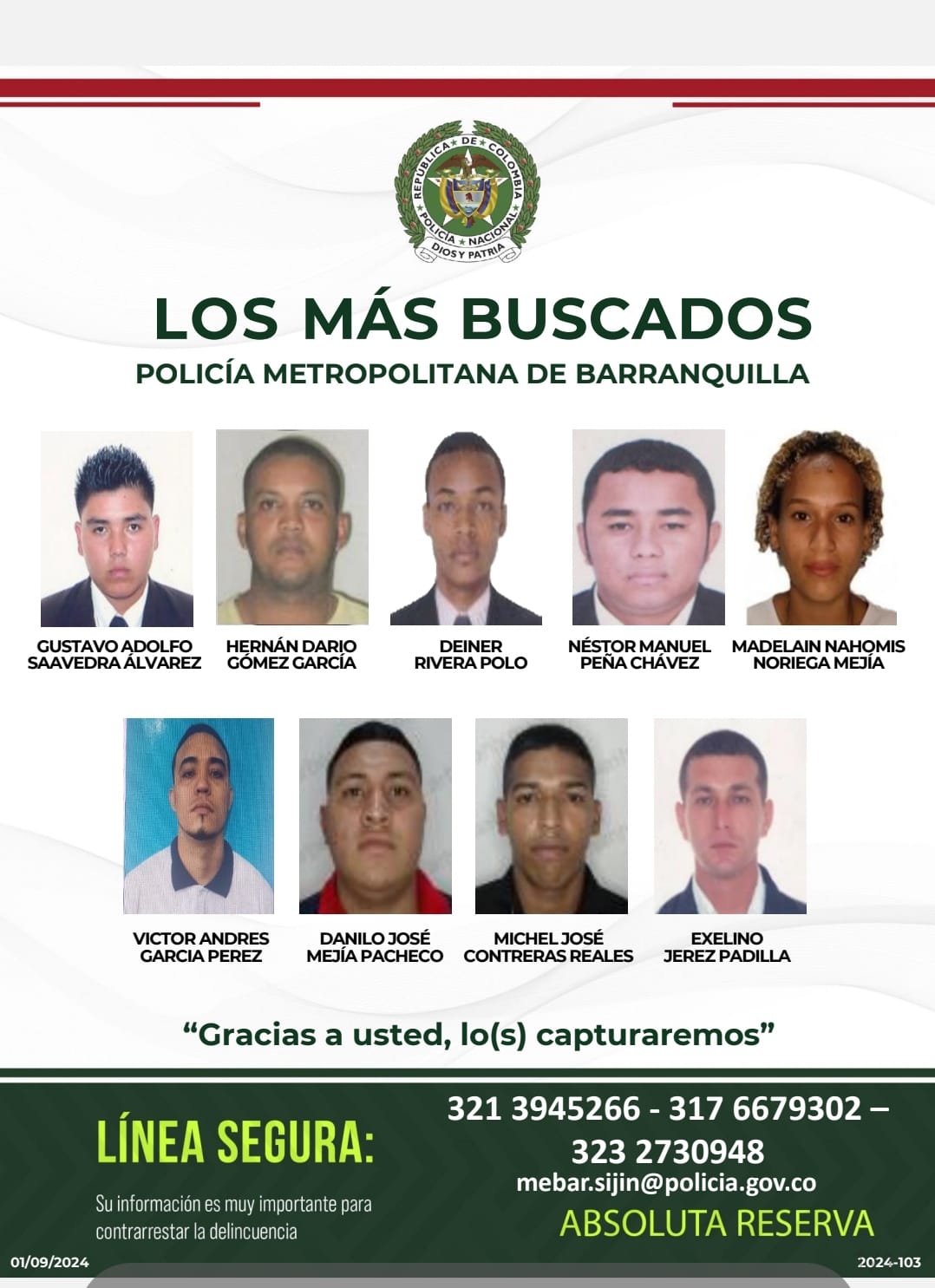 Cartel de los más buscados.