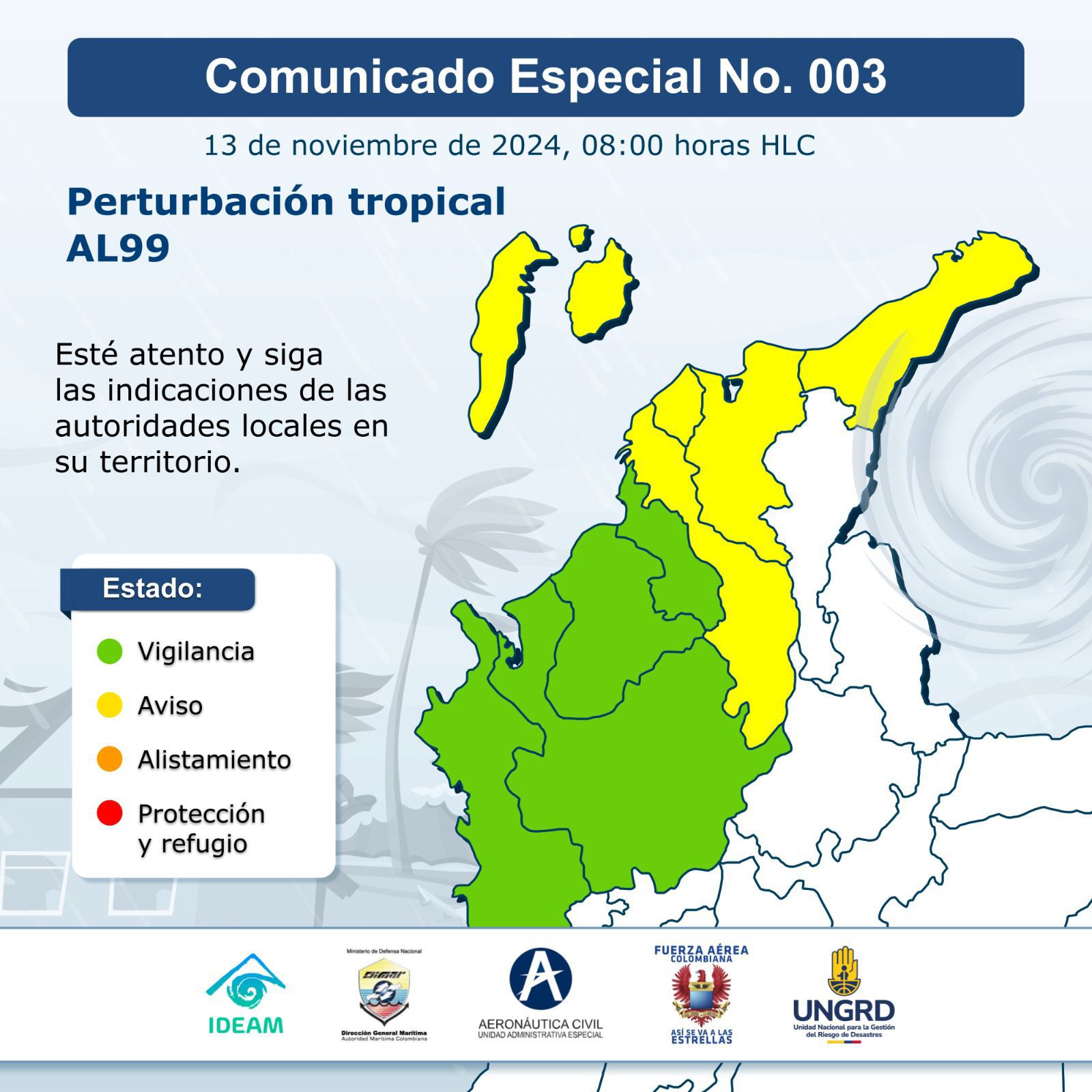 Zona de vigilancia por parte de las autoridades a raíz de la perturbación tropical. 