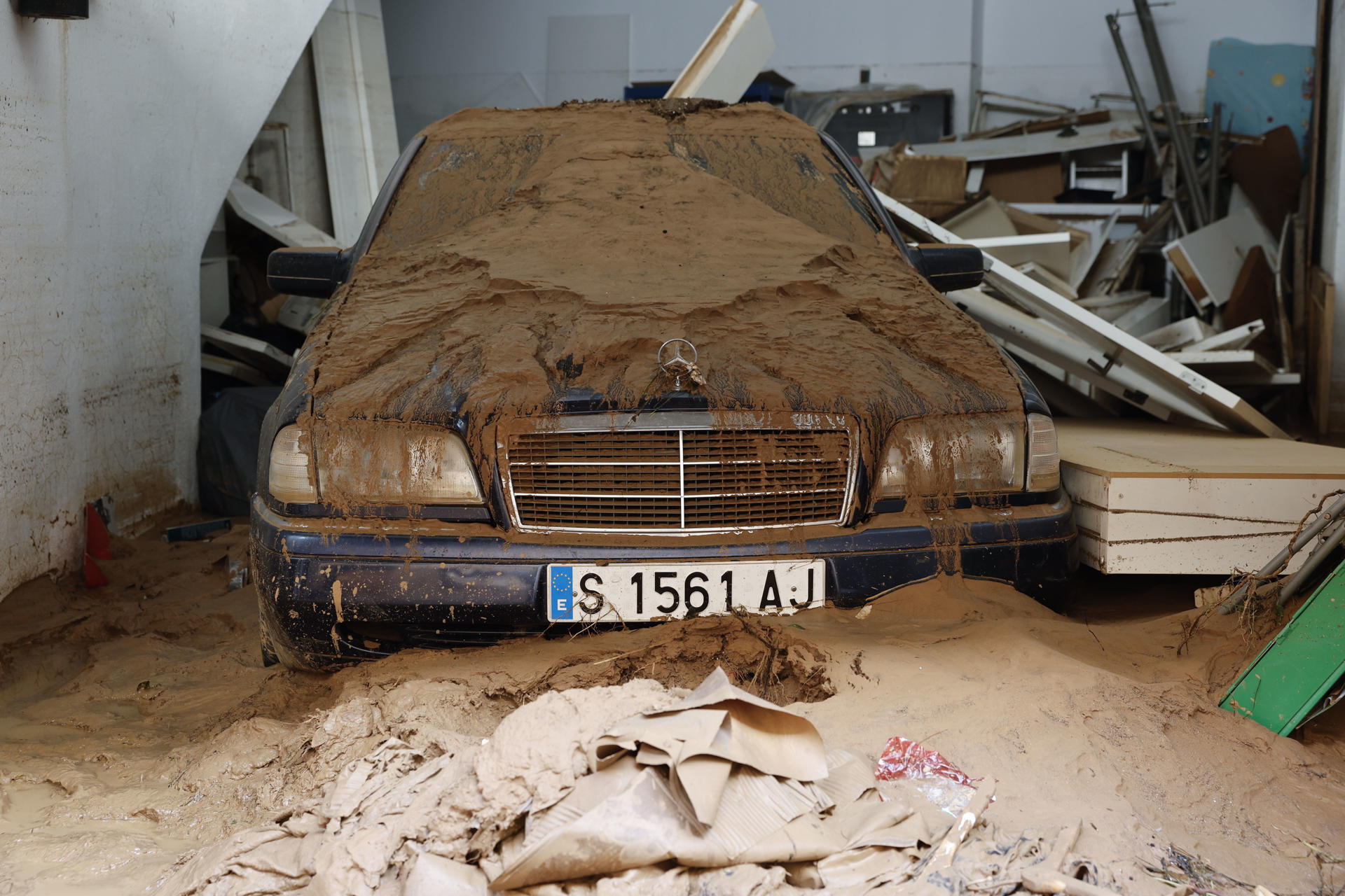 Daños causados por las inundaciones en la localidad de Paiporta, Valencia.