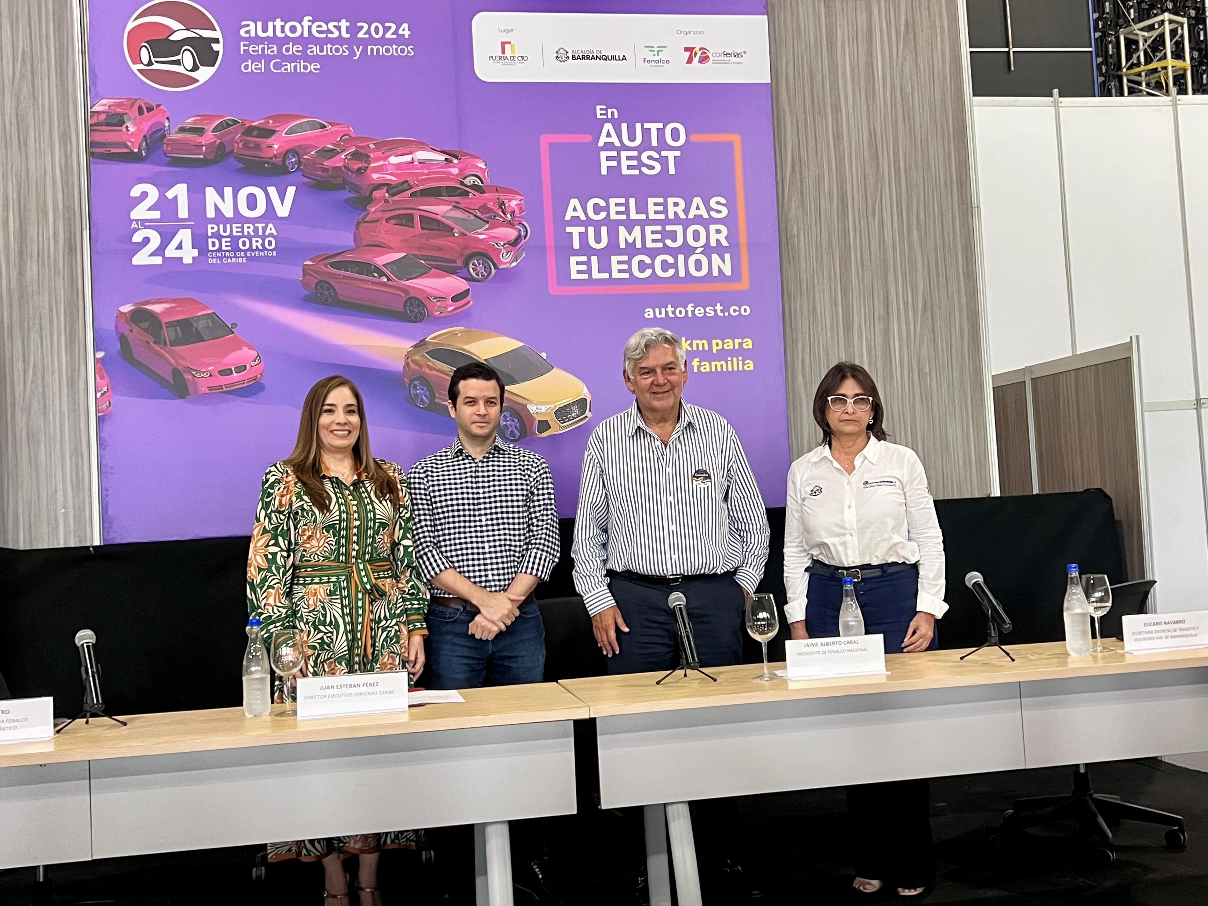 Yilda Castro, directora ejecutiva de Fenalco Atlántico, Juan Esteban Pérez, director ejecutivo de Corferias Caribe,  Jaime Alberto Cabal, presidente de Fenalco y Eucaris Navarro, secretaria distrital de Tránsito y Seguridad Vial.