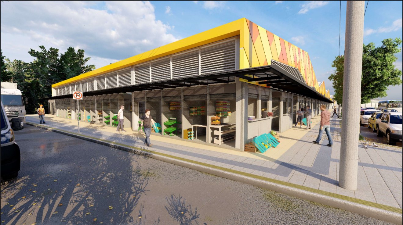 Render del proyecto de intervención en el mercado El Playón.