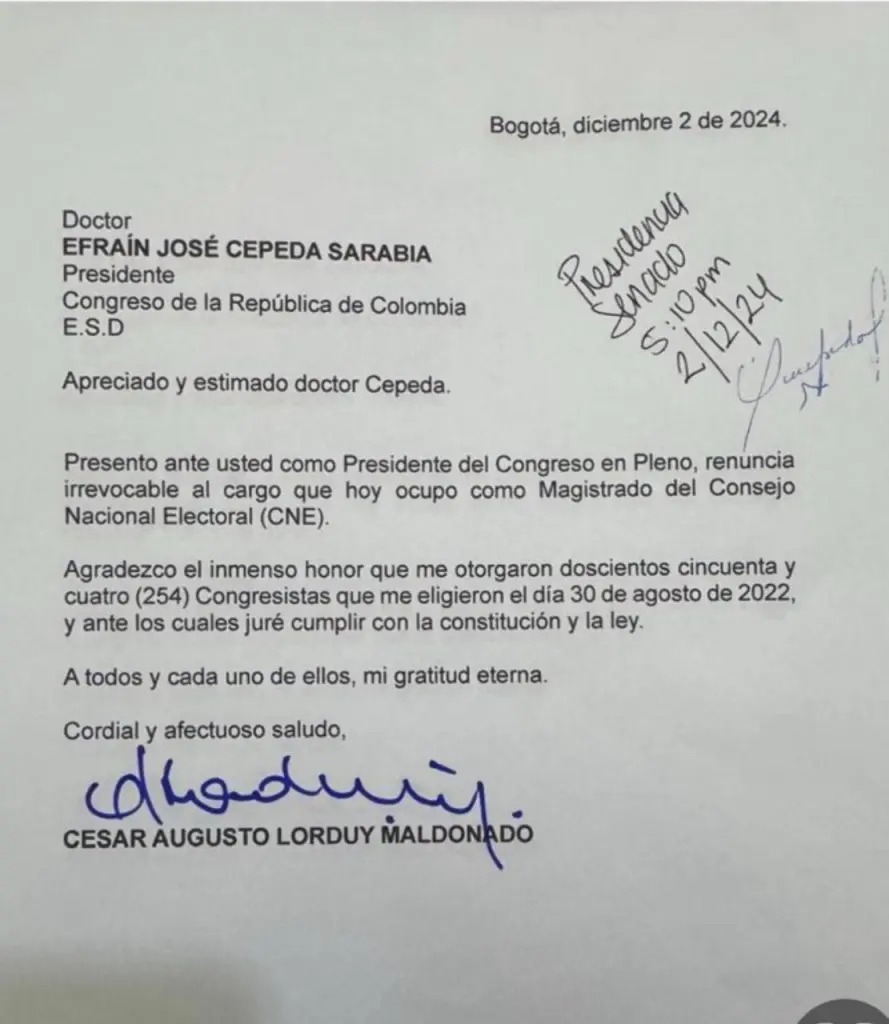 Carta de renuncia.