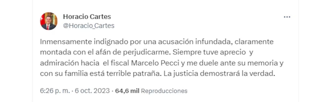 El trino del expresidente paraguayo Cartes.