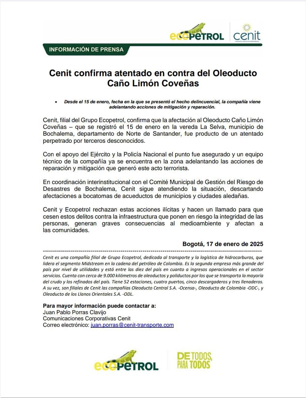 Comunicado de Cenit.