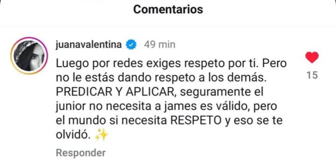 Escrito de Juana Valentina en redes sociales.