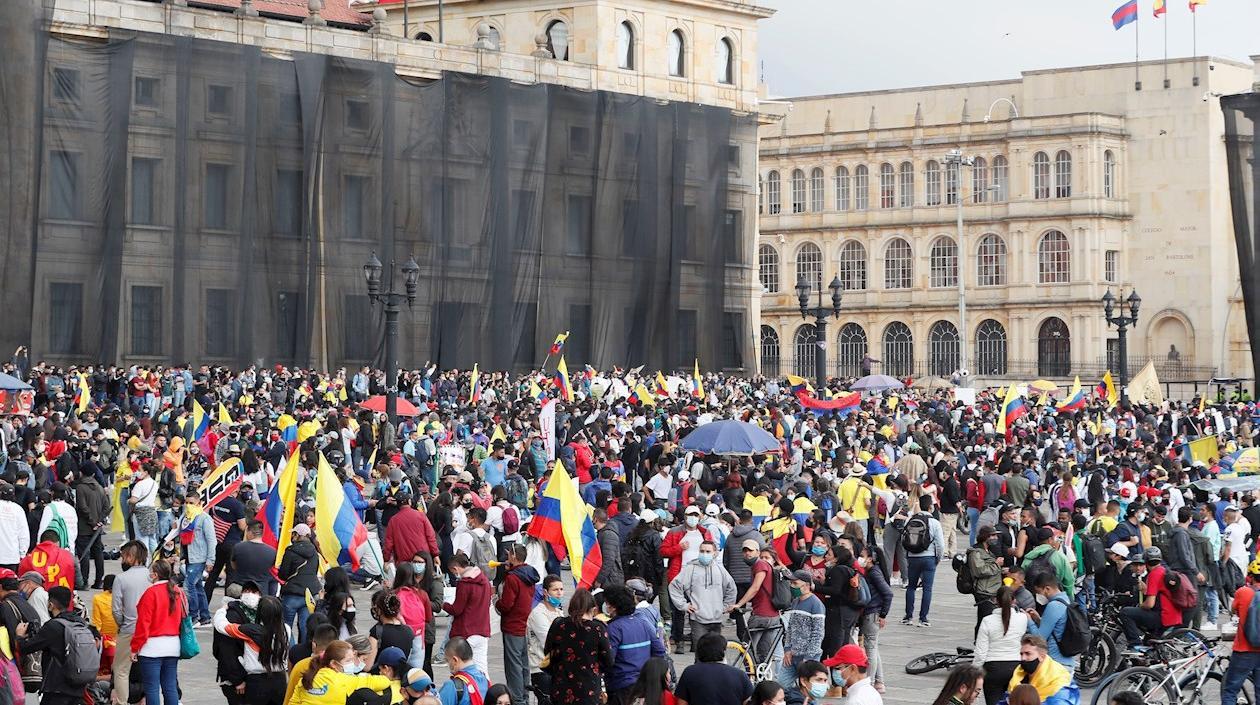 Manifestación en la Plaza de Bolívar de Bogotá