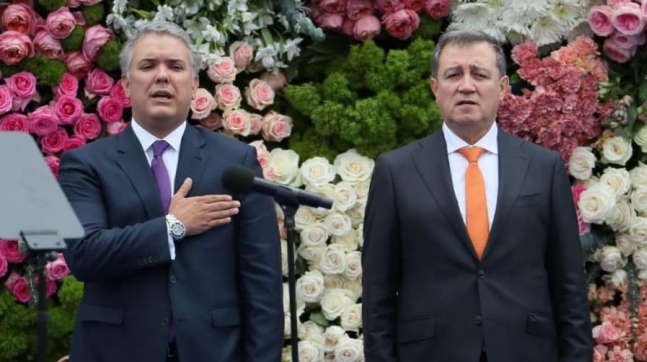 El Presidente de la República, Iván Duque y el presidente del Congreso, Ernesto Macías.