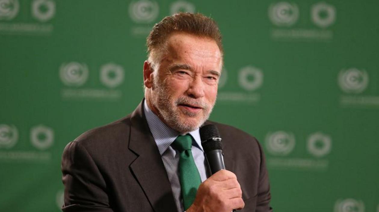 El actor y exgobernador de California Arnold Schwarzenegger participa en una rueda de prensa celebrada en el marco de la cumbre sobre el cambio climático (COP24) que se celebra en la ciudad de Katowice, Polonia.