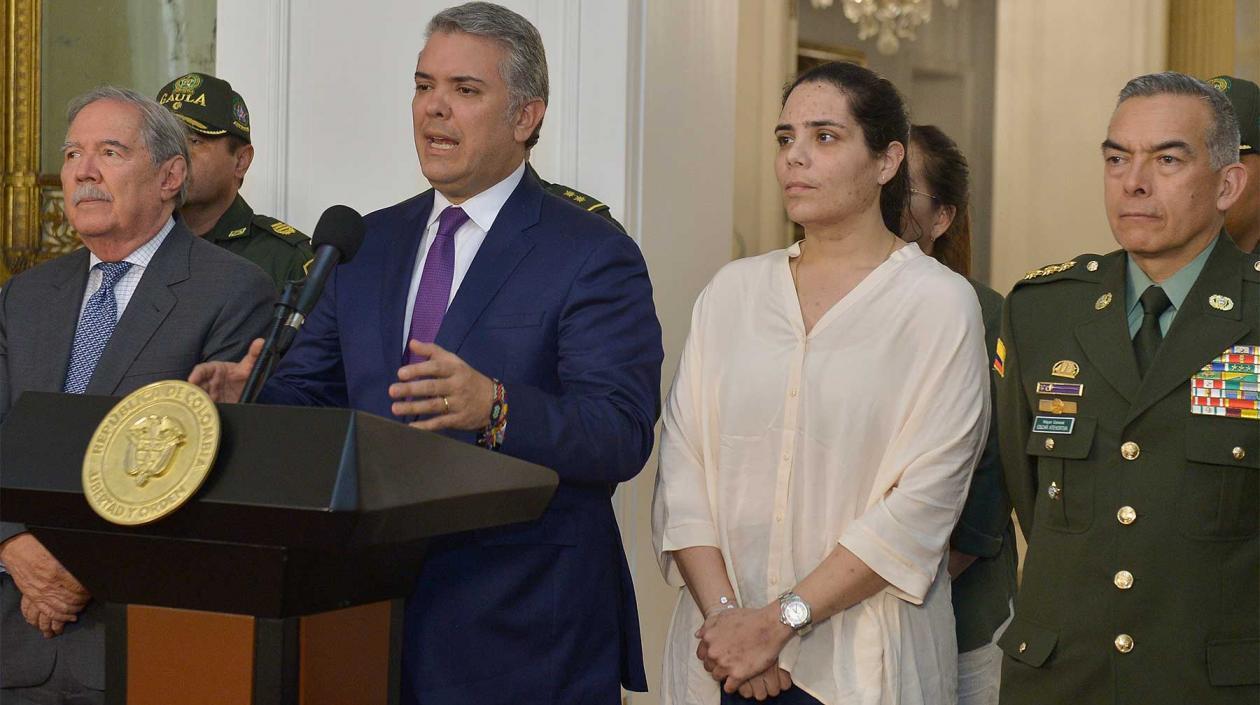 El Presidente Iván Duque y la empresaria Melissa Martínez.