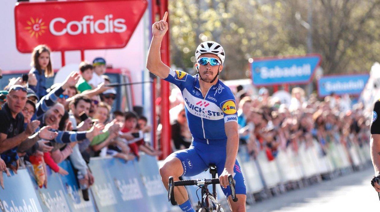 El francés Julian Alaphilippe (Quick-Step), ganador de la etapa de la Vuelta al País Vasco.