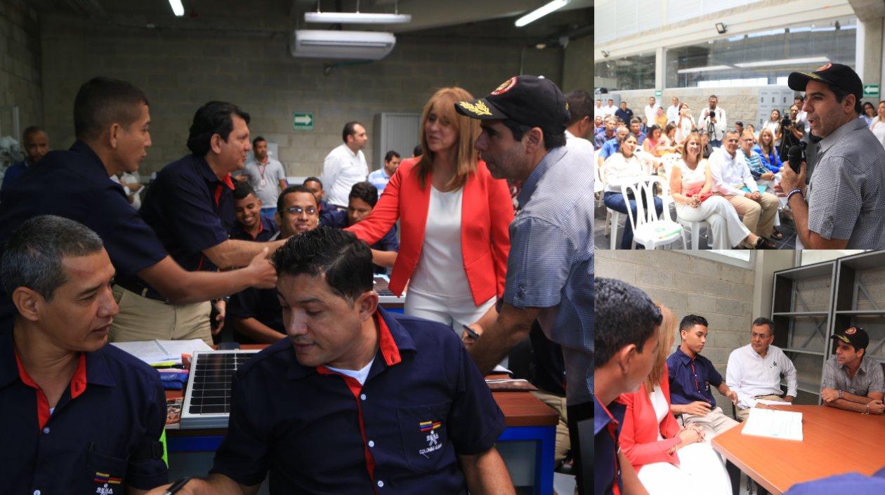 La Ministra de Trabajo, Griselda Restrepo junto al Alcalde Alejandro Char y el Director Nacional del Sena, José Lizarazo.