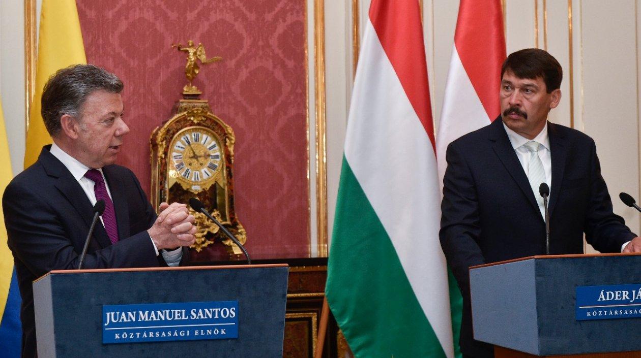 Presidente Juan Manuel Santos y el presidente de Hungría, János Áder.
