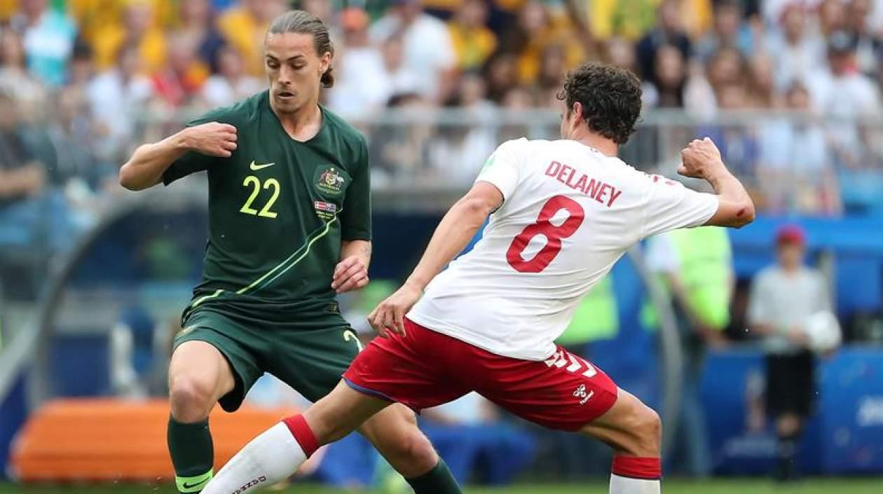Secuencia del partido Australia-Dinamarca que empataron 1-1.